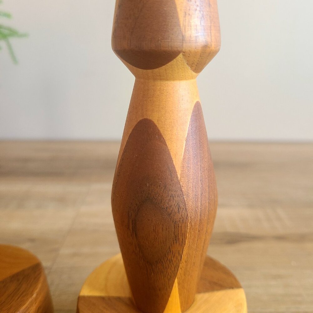 Handcrafted in Calgary Alberta pair of wooden candleholders. - Picture 10 of 10
